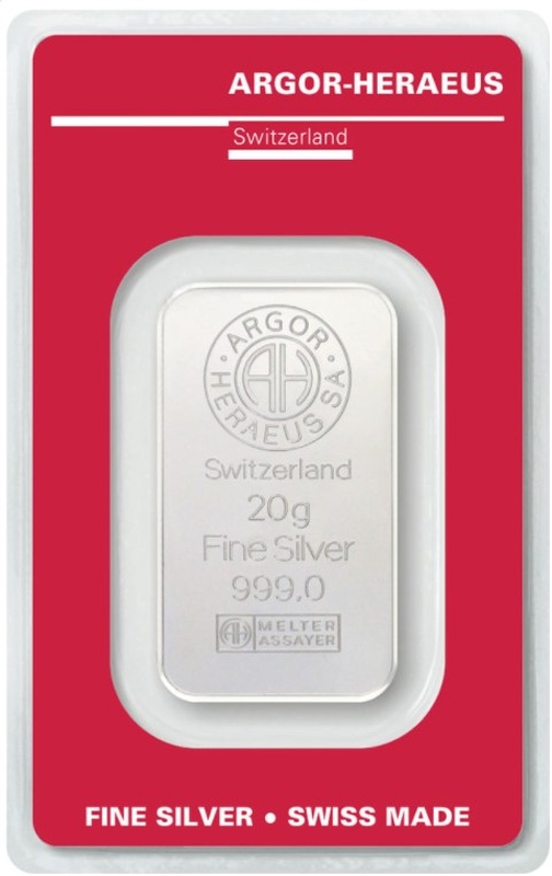 Argor-Heraeus 20 Gram Silver Bar