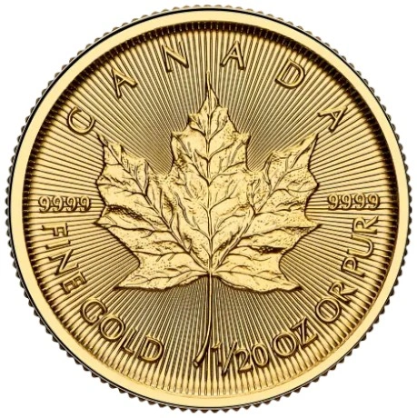 Moeda de Ouro de 1/20 onça do Maple Canadiano