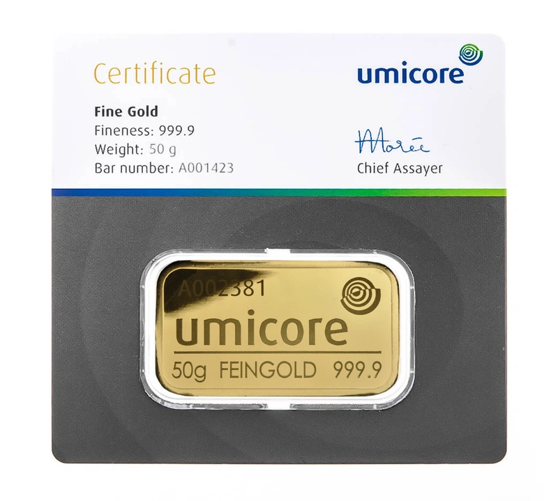 50g Gold Bar Umicore