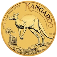 Moeda de Ouro de Quarto de Onça do Canguru Australiano de 2024