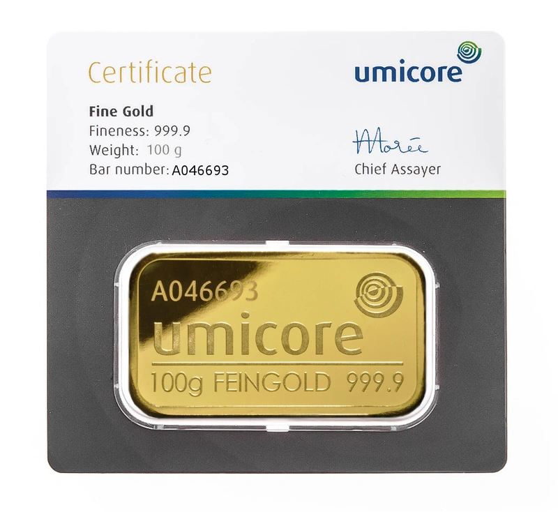 100g Gold Bar Umicore