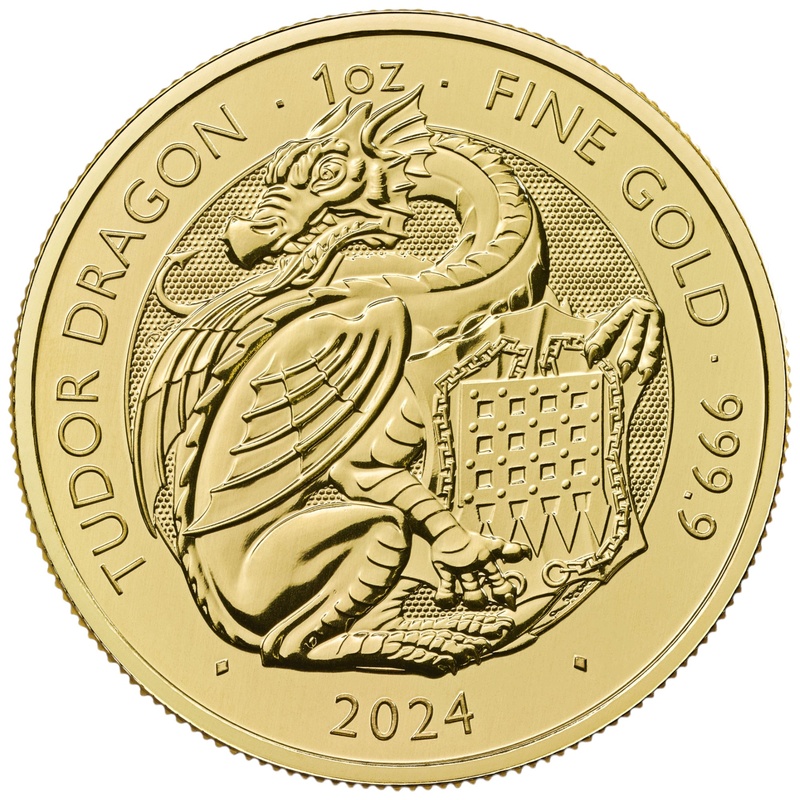 2024 Dragão Tudor - Besta Tudor Moeda de Ouro de 1 onça