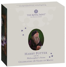 25º Aniversário de Harry Potter - Dumbledore Moeda de Prata Proof de 2 onças de 2023