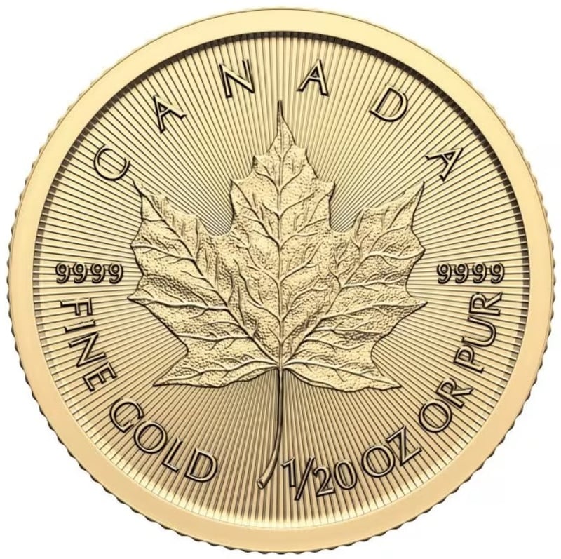 Moeda de Ouro de 1/20 onça do Maple Canadiano